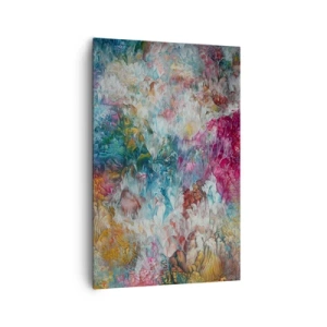 Impression sur toile - Image sur toile - Une abstraction colorée ressemblant à des fleurs en fleurs - 80x120cm - En pleine floraison - Décoration murale moderne pour le salon et la chambre ARTTOR