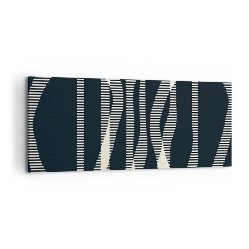 Impression sur toile - Image sur toile - Lignes géométriques dans des tons clairs sur un fond sombre - 120x50cm - Une tentative de briser l'obscurité - Décoration murale moderne pour le salon et la chambre ARTTOR