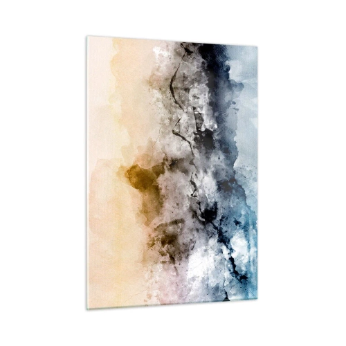 Impression sur verre - Image sur verre - Paysage abstrait aux tons pastel avec brouillard - 50x70cm - Noyé dans un nuage de brouillard - Décoration murale moderne pour le salon et la chambre ARTTOR