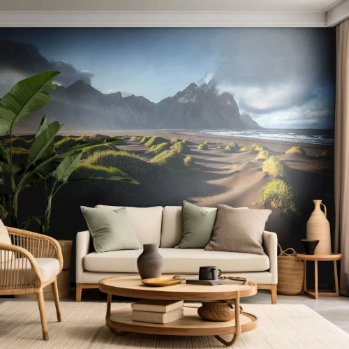 Papier Peint Photo Premium Canvas - Harmonie des éléments - Paysage, Islande, Montagnes - 450x315 cm