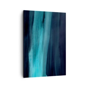 Impression sur toile - Image sur toile - De subtiles vagues abstraites dans des tons bleus foncés - 50x70cm - Suivez le courant - Décoration murale moderne pour le salon et la chambre ARTTOR