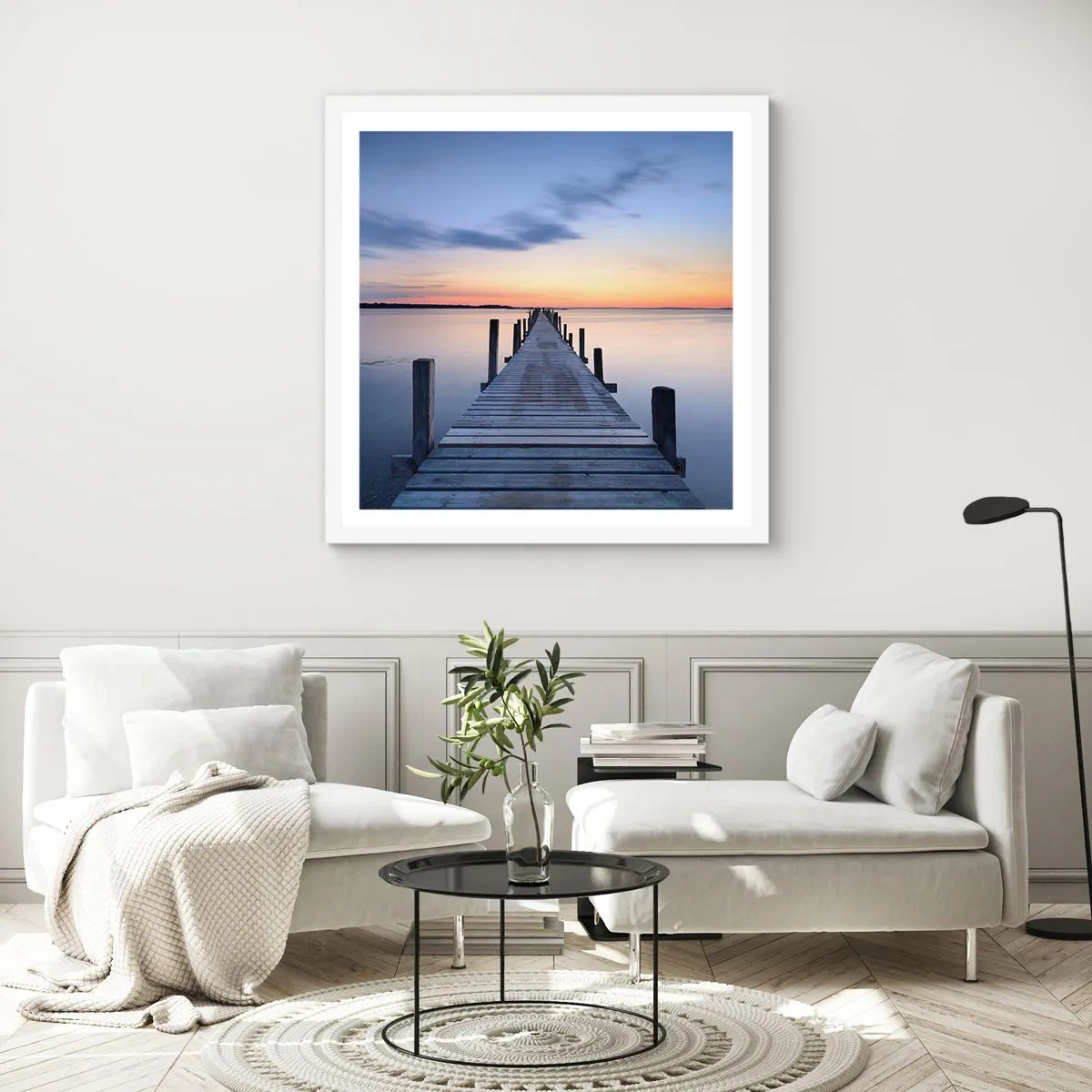 Affiche dans un cadre blanc - Poster - Le calme d'un crépuscule serein - 30x30 cm