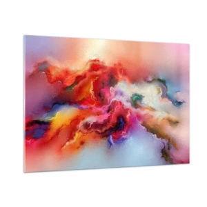 Impression sur verre - Image sur verre - Une abstraction colorée ressemblant à des traînées de fumée tourbillonnantes. - 100x70cm - Comment attraper des rêves - fumée - Décoration murale moderne pour le salon et la chambre ARTTOR