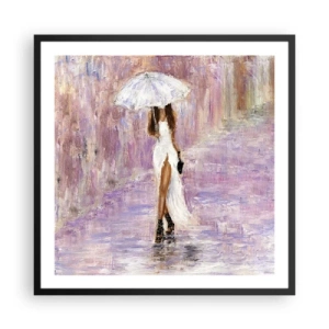 Affiche dans un cadre noir - Poster - Sous la pluie lilas - 60x60 cm