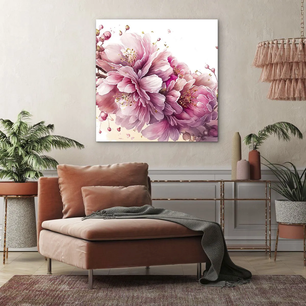 Impression sur toile - Image sur toile - Fleur florissante de cerisier - 30x30 cm