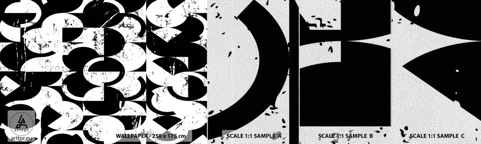 Échantillon de Papier Peint Premium Sand - Le blanc est blanc et le noir est noir - Abstraction, Morceau, Graphique - 100x30 cm