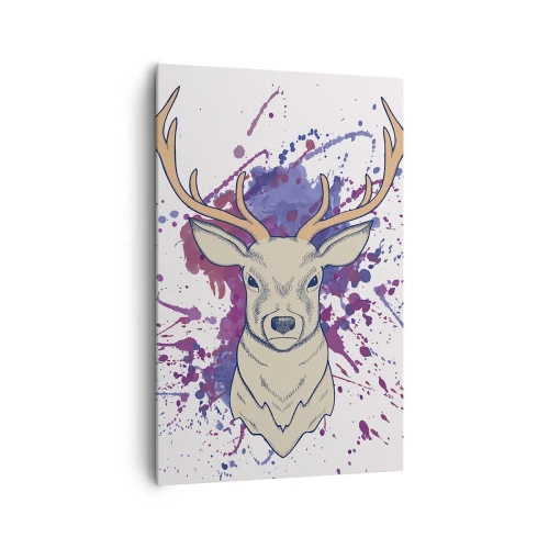 Impression sur toile - Image sur toile - Portrait d'un cerf avec des taches abstraites en arrière-plan - 80x120cm - Courage et équilibre - Décoration murale moderne pour le salon et la chambre ARTTOR