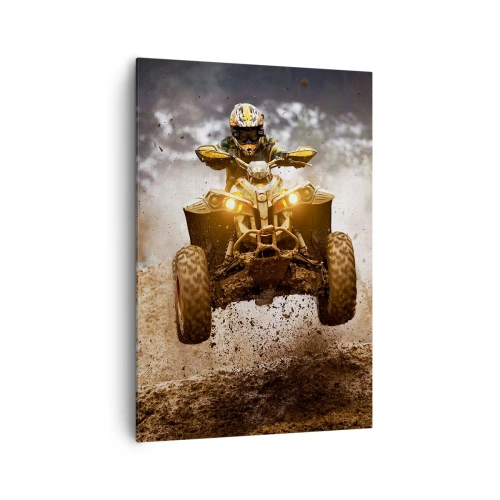 Impression sur toile - Image sur toile - Quad extrême sur terrain boueux - 70x100cm - No risk no fun - Décoration murale moderne pour le salon et la chambre ARTTOR