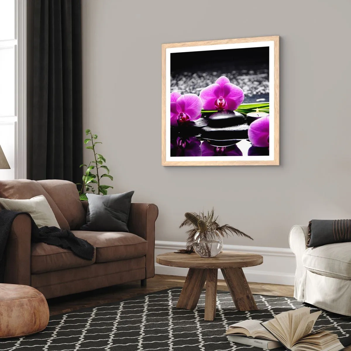 Affiche dans un chêne clair - Poster - Se noyer dans la paix et la tranquillité - 40x40 cm