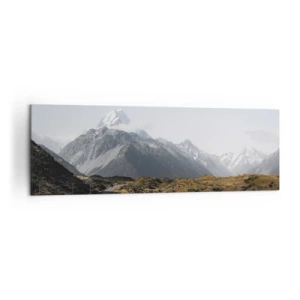 Impression sur toile - Image sur toile - Une route dans les montagnes entourée d'un paysage pittoresque - 160x50cm - Chemin vers le coeur de la montagne - Décoration murale moderne pour le salon et la chambre ARTTOR