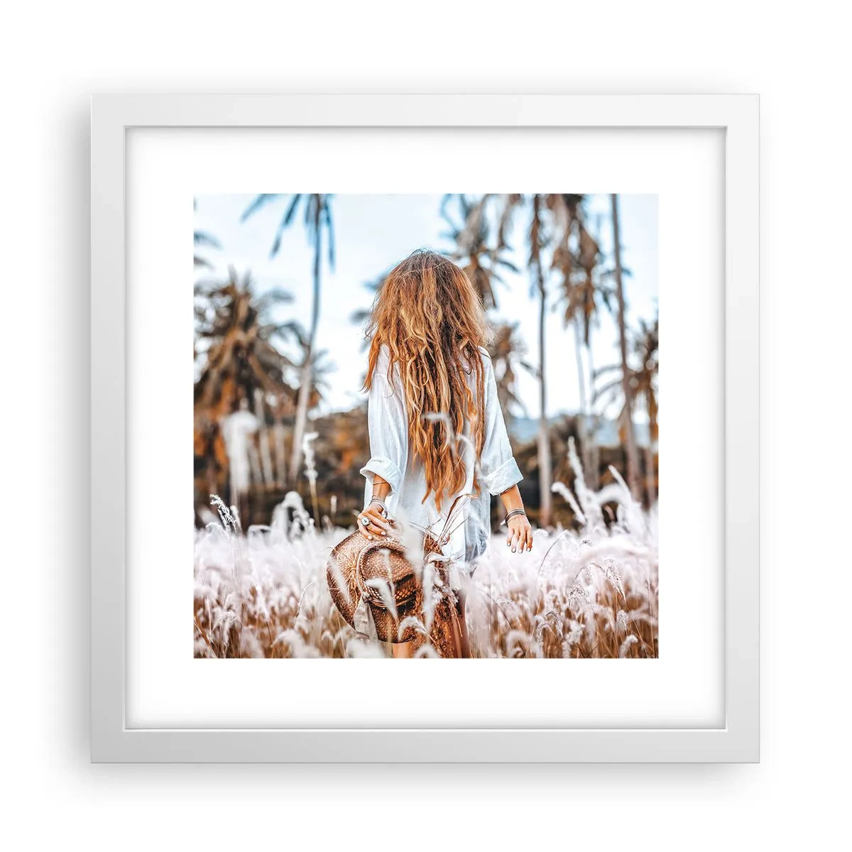 Affiche dans un cadre blanc - Poster - Né de peluches d'herbe - 30x30 cm