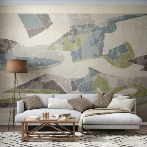 Papier Peint Autocollant Deluxe Sticker - Composition derrière la vitre - Formes, Abstraction, Pastel - 450x315 cm