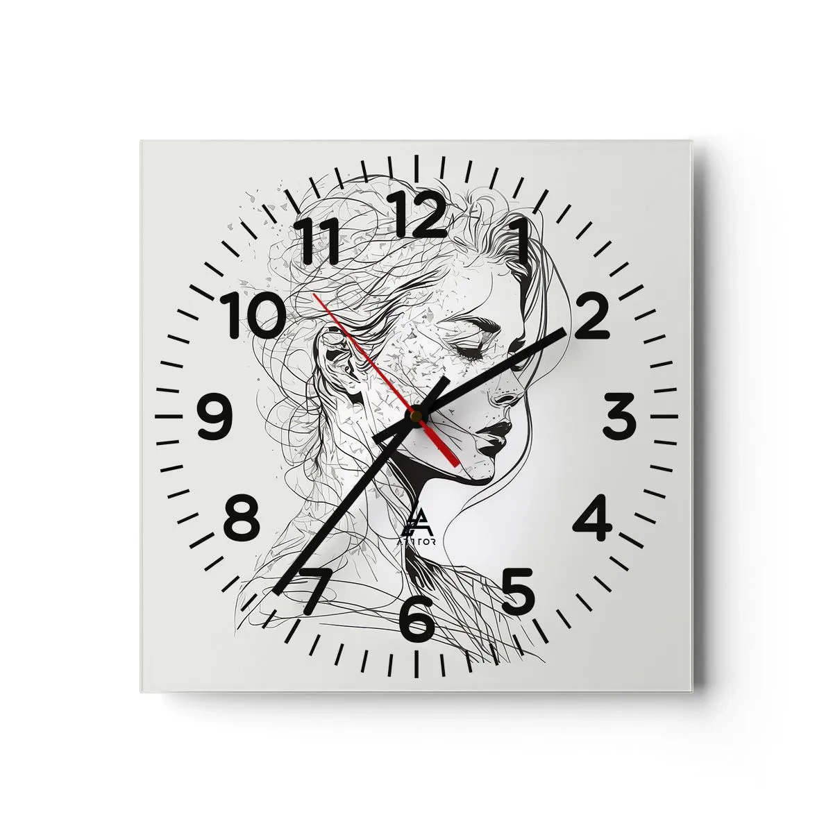 Horloge murale - Pendule murale - Portrait en pensée - 30x30 cm