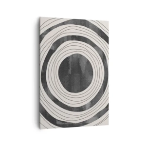 Impression sur toile - Image sur toile - Cercles concentriques noirs et blancs sur fond clair - 70x100cm - Droit au but - Décoration murale moderne pour le salon et la chambre ARTTOR