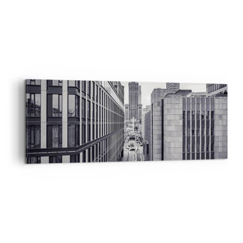 Impression sur toile - Image sur toile - Panorama de Varsovie avec vue sur le Palais de la Culture et les bâtiments environnants - 140x50cm - Vallée de Varsovie - Décoration murale moderne pour le salon et la chambre ARTTOR