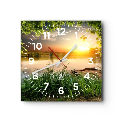 Horloge murale - Pendule murale - Paysage dans un cadre verdoyant - 30x30 cm