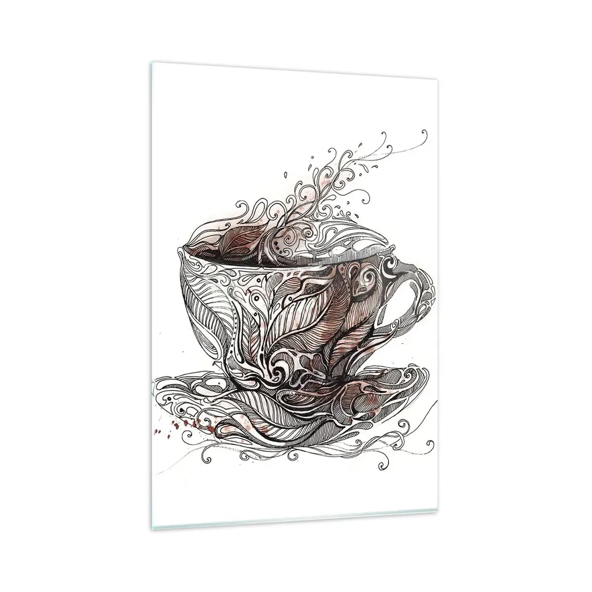 Impression sur verre - Image sur verre - Tasse à café décorative avec un motif artistique - 80x120cm - Du thé, bon pour tout - Décoration murale moderne pour le salon et la chambre ARTTOR