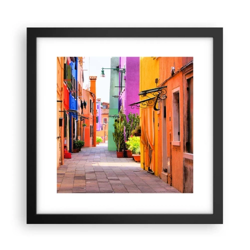 Affiche dans un cadre noir - Poster - Allée arc-en-ciel - 30x30 cm