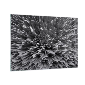 Impression sur verre - Image sur verre - Structure 3D abstraite en noir et blanc avec des bords nets - 70x50cm - Ça ne peut pas être plus dur que ça - Décoration murale moderne pour le salon et la chambre ARTTOR