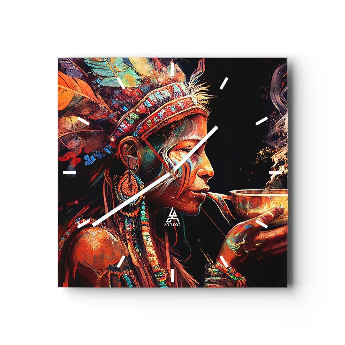 Horloge murale - Pendule murale - Rituel magique - 40x40 cm