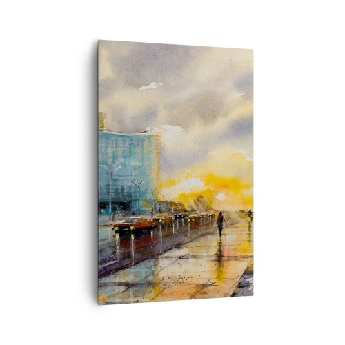 Impression sur toile - Image sur toile - Une vue pittoresque de la promenade en bord de mer au coucher du soleil - 80x120cm - La vie sur le rivage - Décoration murale moderne pour le salon et la chambre ARTTOR