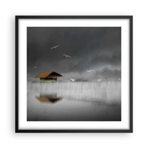 Affiche dans un cadre noir - Poster - A l'abri de la pluie - 50x50 cm