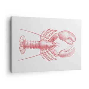 Impression sur toile - Image sur toile - Dessin d'un homard dans une teinte rouge - 70x50cm - Un homard digne d'Homère - Décoration murale moderne pour le salon et la chambre ARTTOR