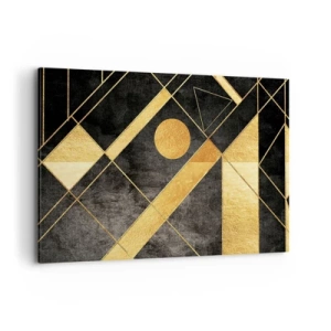 Impression sur toile - Image sur toile - Formes géométriques dans les tons or et noir - 120x80cm - Soleil du désert - Décoration murale moderne pour le salon et la chambre ARTTOR