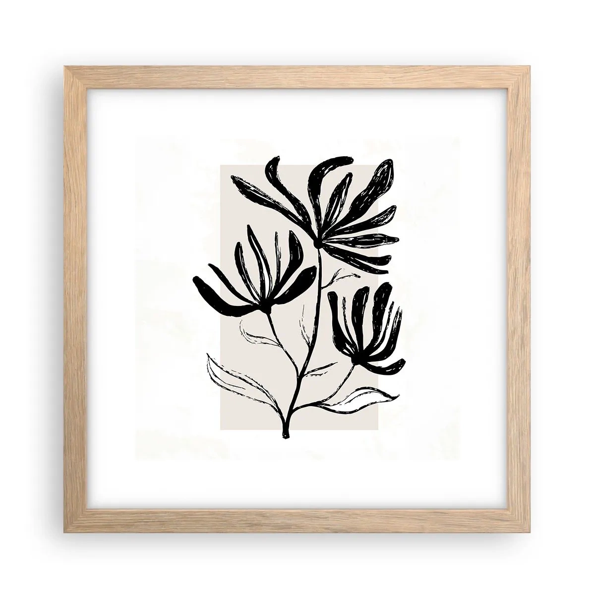 Affiche dans un chêne clair - Poster - Esquisse pour l'herbier - 30x30 cm