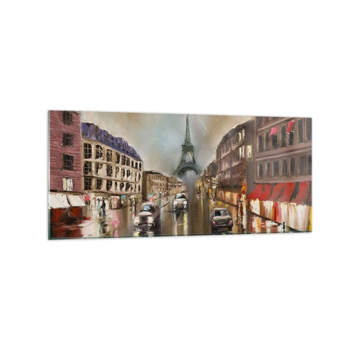 Impression sur verre - Image sur verre - Paysage urbain nocturne de Paris avec vue sur la Tour Eiffel - 120x50cm - Elle seule compte - Décoration murale moderne pour le salon et la chambre ARTTOR