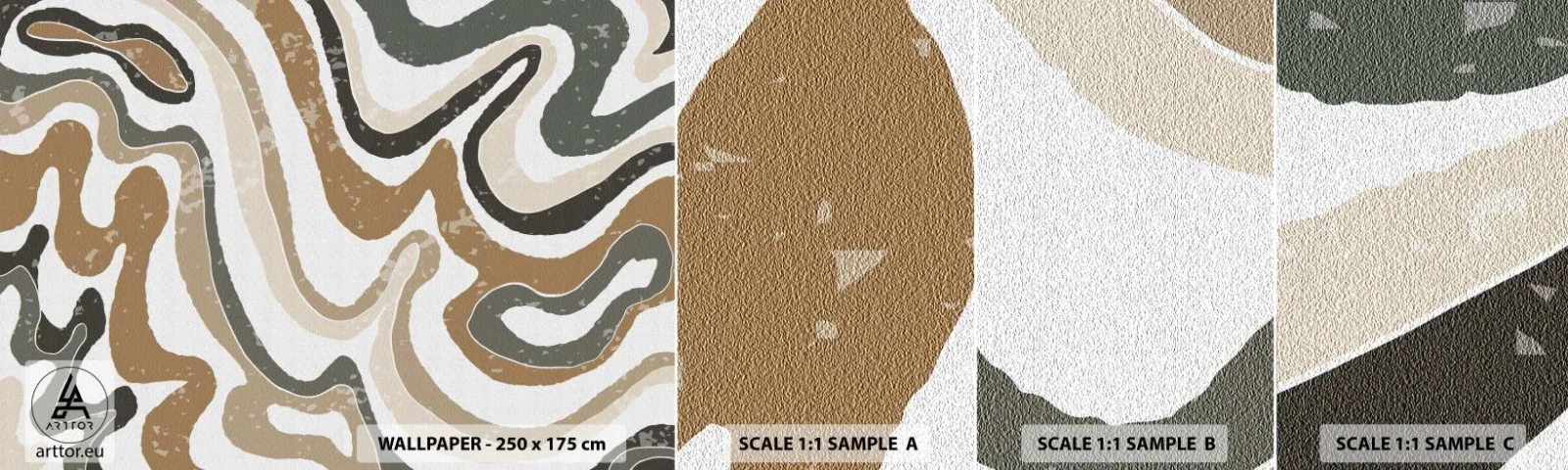 Échantillon De Papier Peint Standard Eco - Méandres de couleurs de la terre - Abstraction, Morceau, Bohème - 100x30 cm
