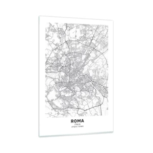 Impression sur verre - Image sur verre - Un plan de ville au style minimaliste avec des lignes délicates - 80x120cm - Cercle romain - Décoration murale moderne pour le salon et la chambre ARTTOR