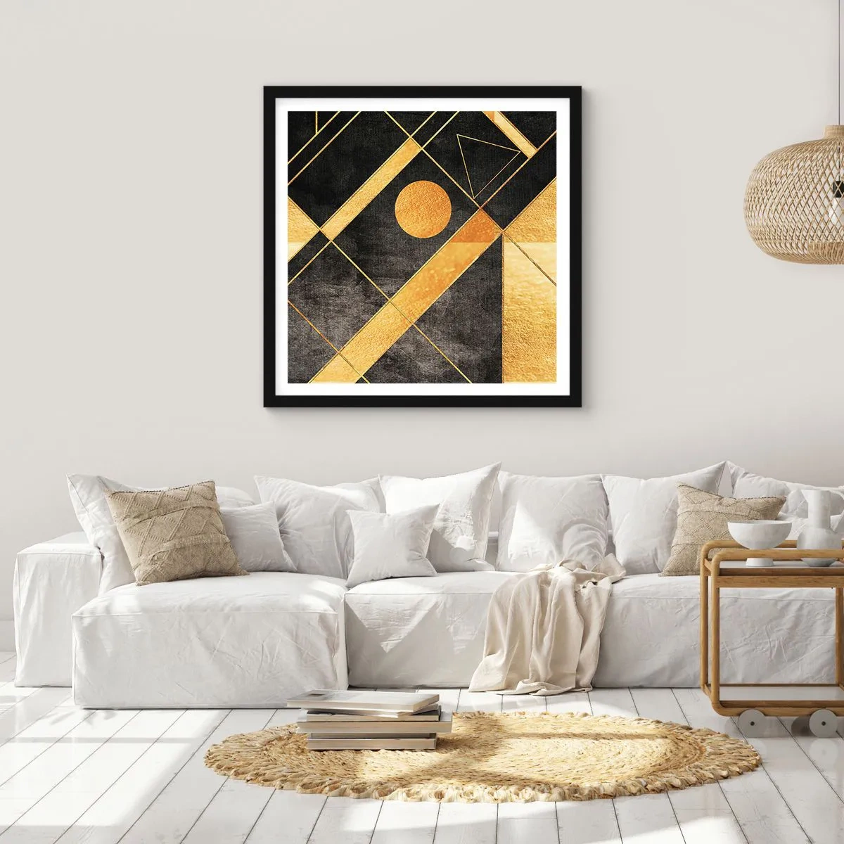 Affiche dans un cadre noir - Poster - Soleil du désert - 40x40 cm