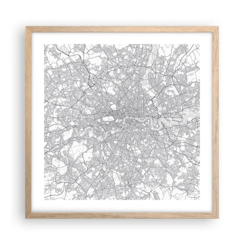 Affiche dans un chêne clair - Poster - Carte du labyrinthe londonien - 50x50 cm
