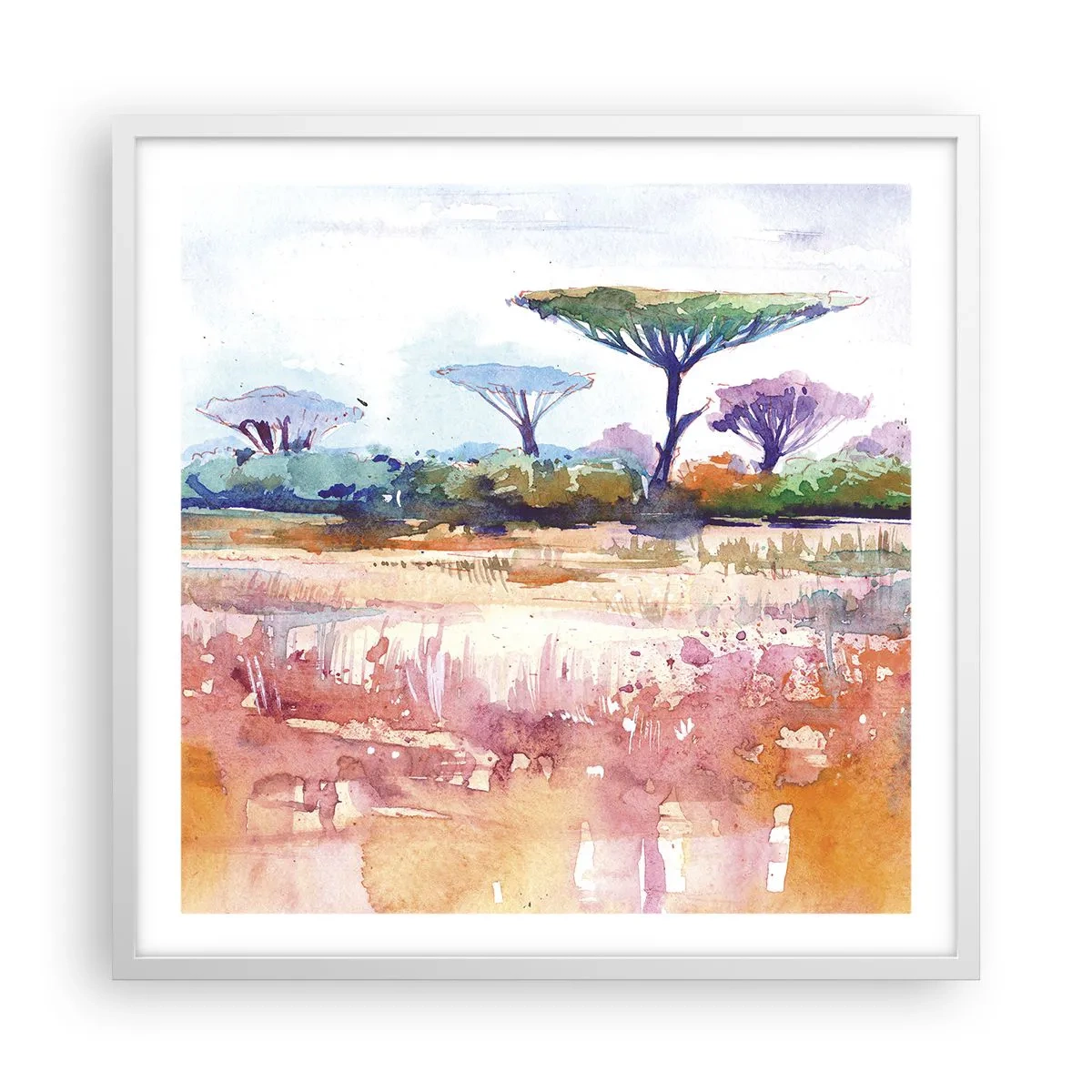 Affiche dans un cadre blanc - Poster - Couleurs de savane - 60x60 cm
