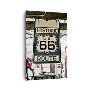 Impression sur toile - Image sur toile - Station-service historique de la Route 66 - 80x120cm - Voyage rétro américain - Décoration murale moderne pour le salon et la chambre ARTTOR