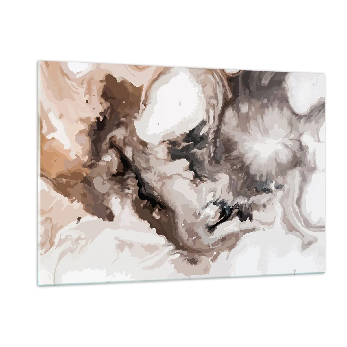 Impression sur verre - Image sur verre - Motif abstrait dans les tons de marron, beige et blanc - 120x80cm - La naissance d'une galaxie - Décoration murale moderne pour le salon et la chambre ARTTOR