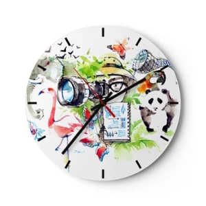 Horloge murale - Pendule murale - Dans l'objectif d'un voyageu - 40x40 cm