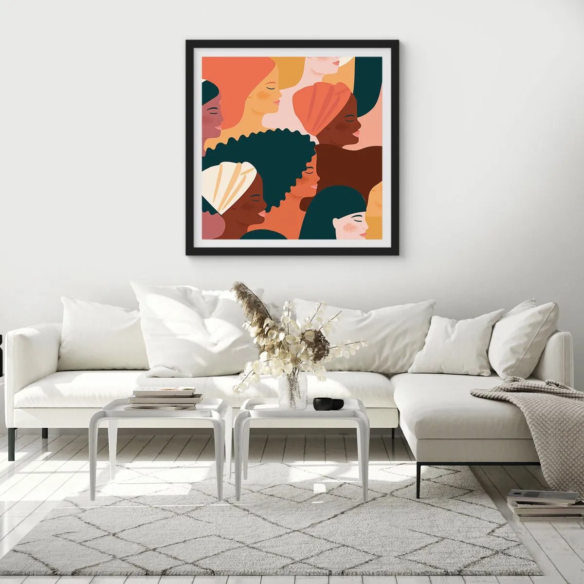 Affiche dans un cadre noir - Poster - Uniquement la féminité - 60x60 cm