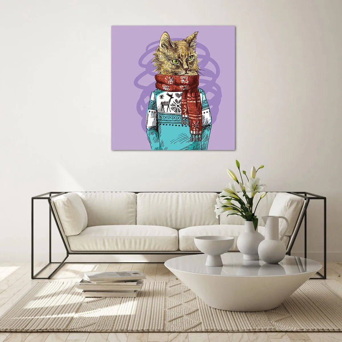 Impression sur verre - Image sur verre - Le chat, pas uniquement dans les chaussures - 30x30 cm