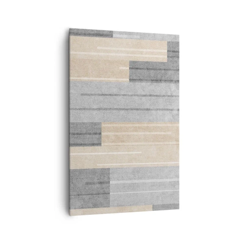 Impression sur toile - Image sur toile - Composition géométrique dans les tons de gris et de beige - 80x120cm - Composition : se tenir droit - Décoration murale moderne pour le salon et la chambre ARTTOR