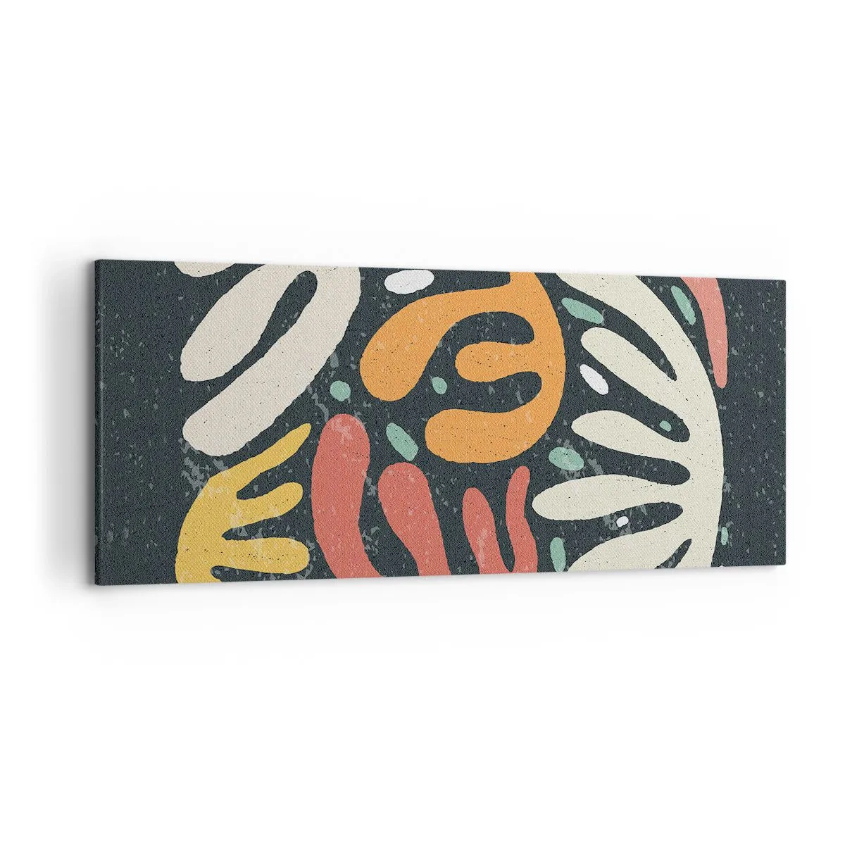 Impression sur toile - Image sur toile - Formes abstraites aux couleurs chaudes sur fond sombre - 120x50cm - Composition – Je suis sur le point de t'attraper - Décoration murale moderne pour le salon et la chambre ARTTOR