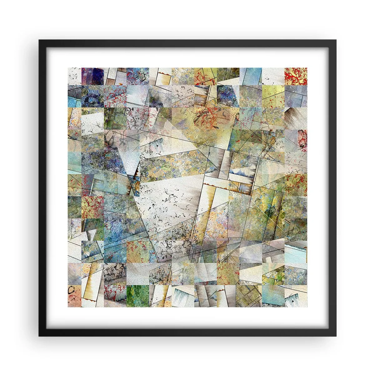 Affiche dans un cadre noir - Poster - Remaniement géométrique - 50x50 cm