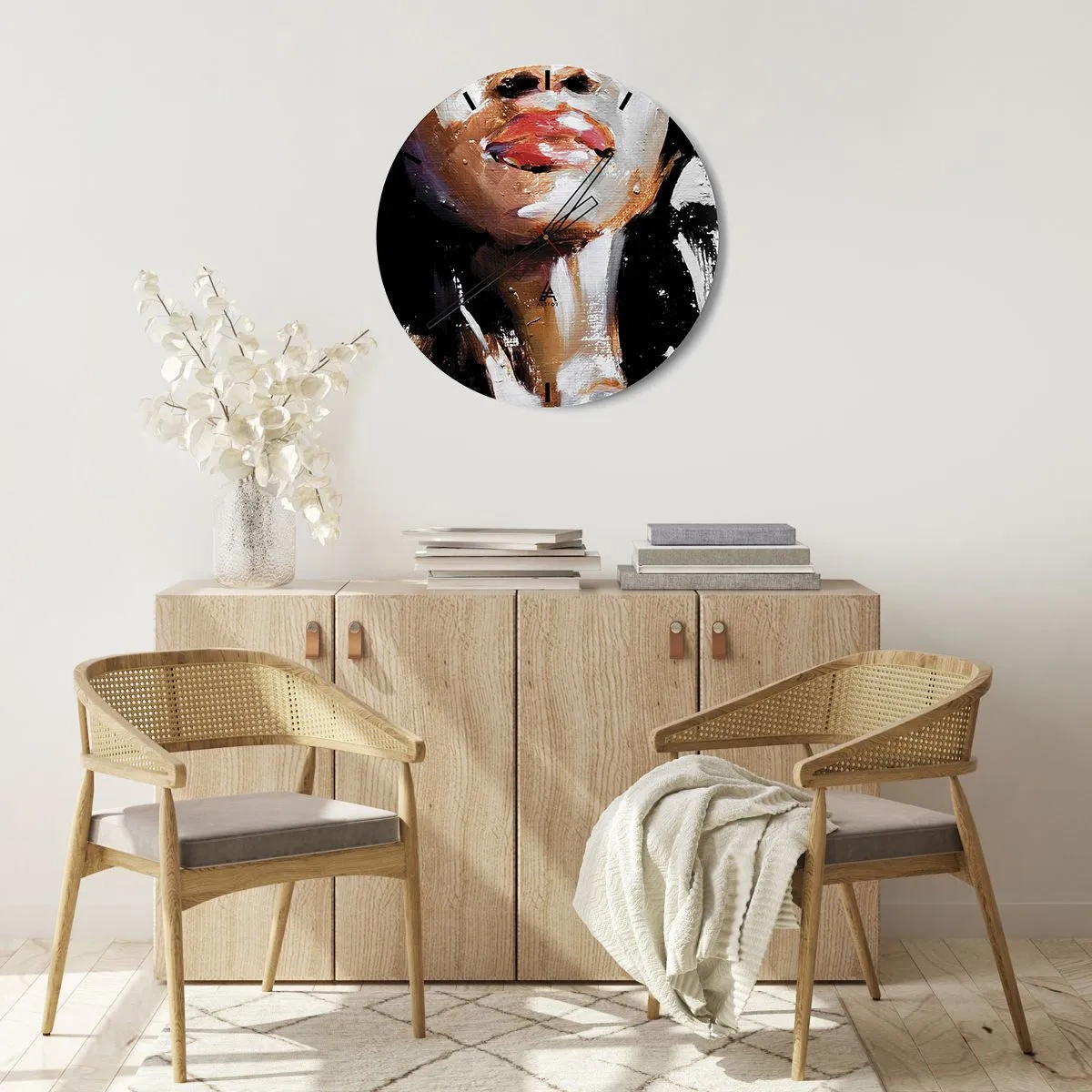 Horloge murale - Pendule murale - Fragment du visage d'une femme dans une technique de peinture expressive - 30x30cm - Fierté sans préjugés - Décoration murale moderne pour le salon, la cuisine et la chambre ARTTOR