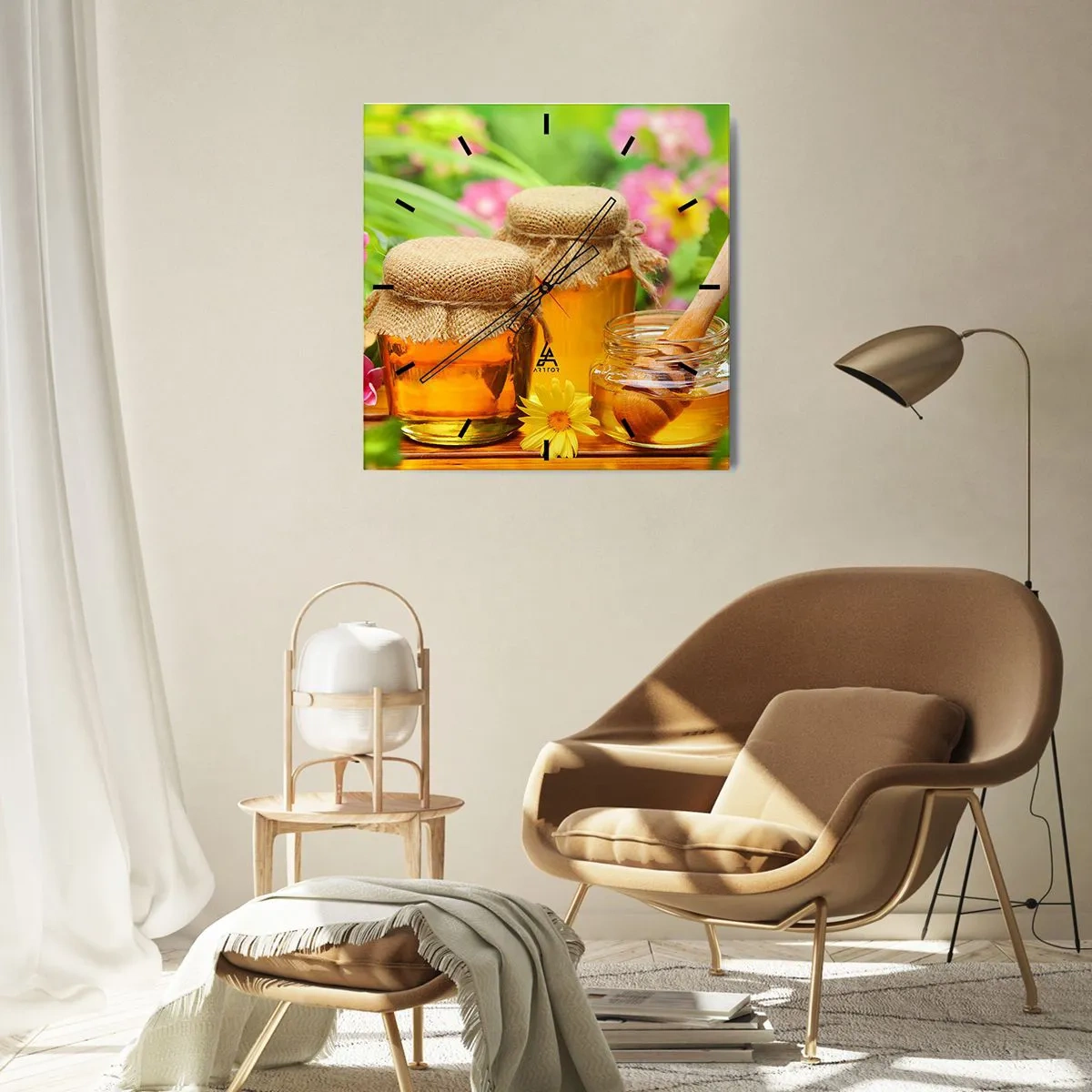 Horloge murale - Pendule murale - Doux et fleuri - 30x30 cm