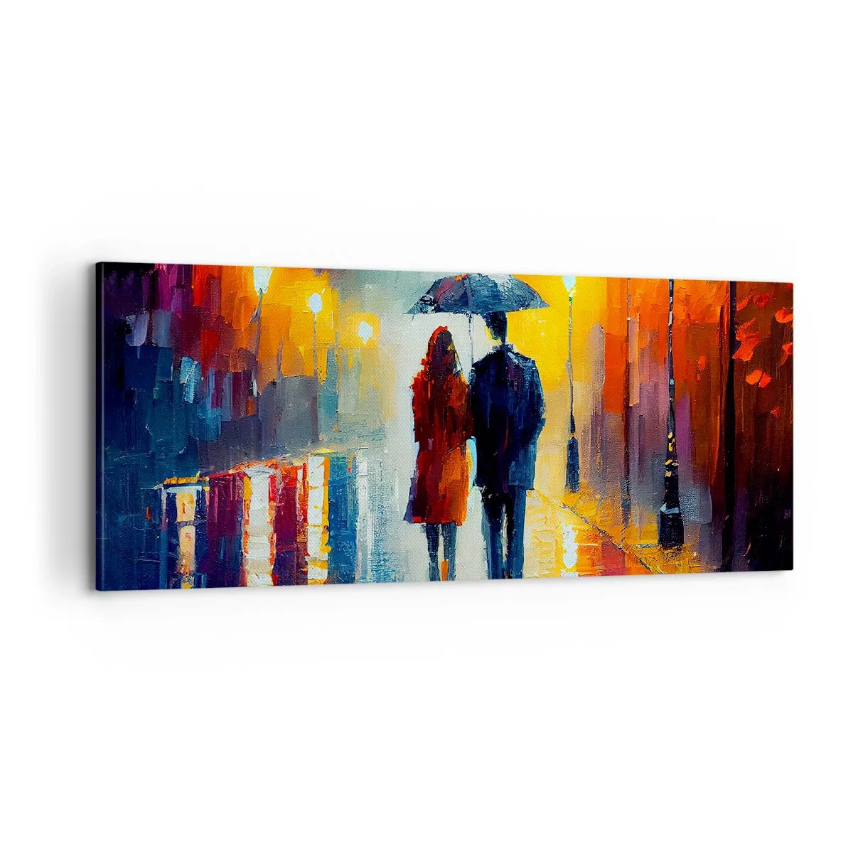 Impression sur toile - Image sur toile - Ensemble – une nuit colorée - 100x40 cm