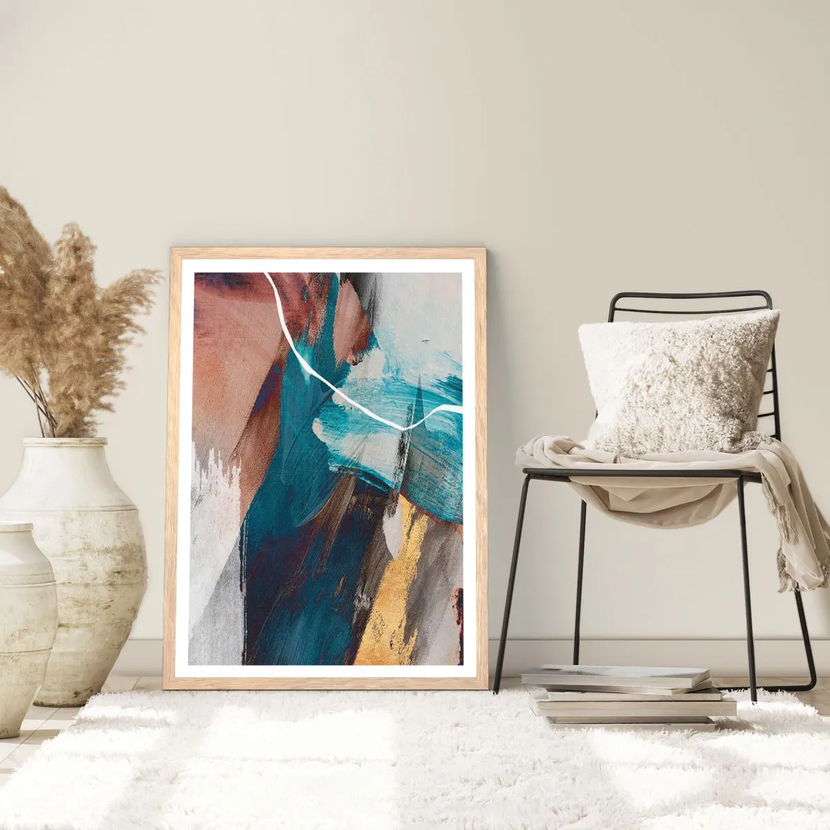 Affiche dans un chêne clair - Poster - Avec panache et énergie - 40x50 cm