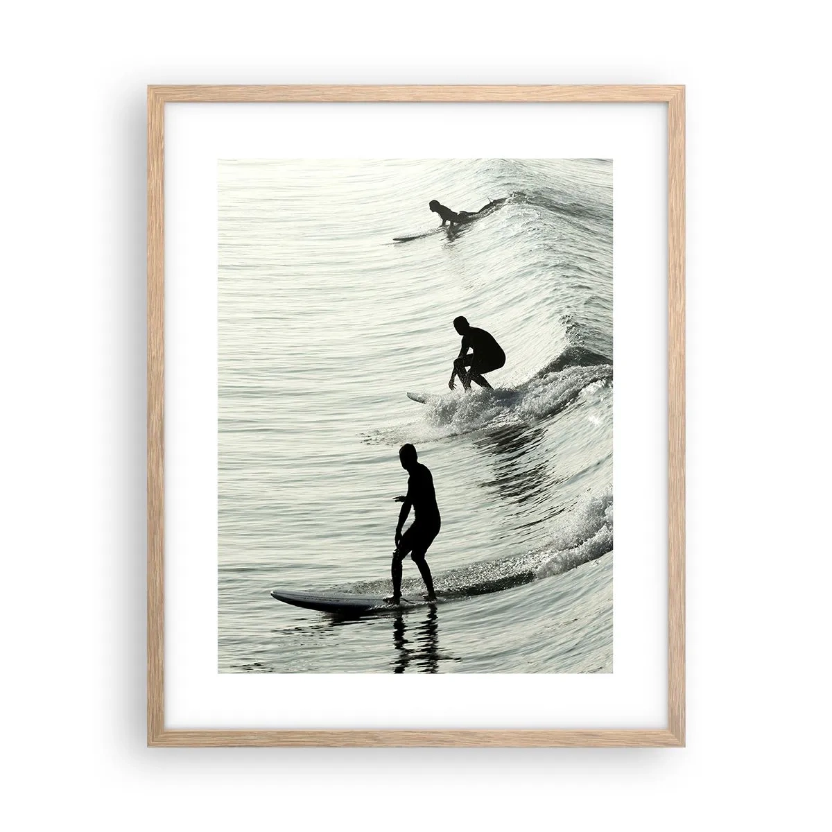 Affiche dans un chêne clair - Poster - A la rencontre de la vague - 40x50 cm