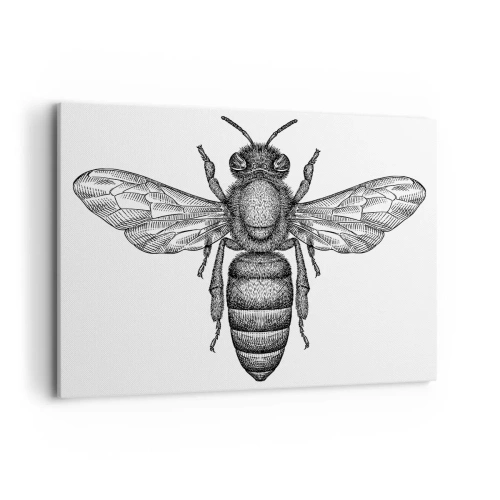 Impression sur toile - Image sur toile - Un motif d'abeille de dessin animé sur fond blanc dans un style minimaliste. - 120x80cm - Portrait d'insecte - Décoration murale moderne pour le salon et la chambre ARTTOR
