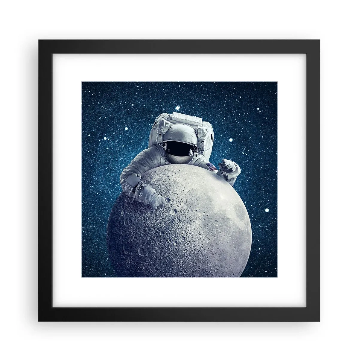 Affiche dans un cadre noir - Poster - Comique de l'espace - 30x30 cm